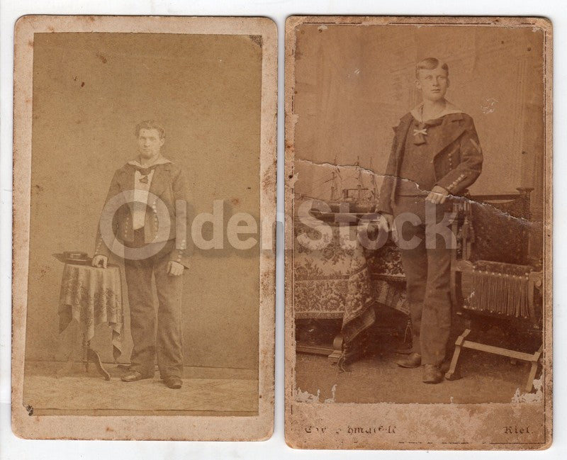 German Navy Boy Soldiers Antique CDV Photos - One ID'd