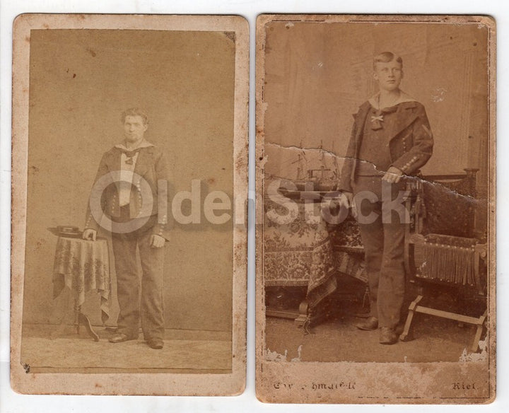 German Navy Boy Soldiers Antique CDV Photos - One ID'd