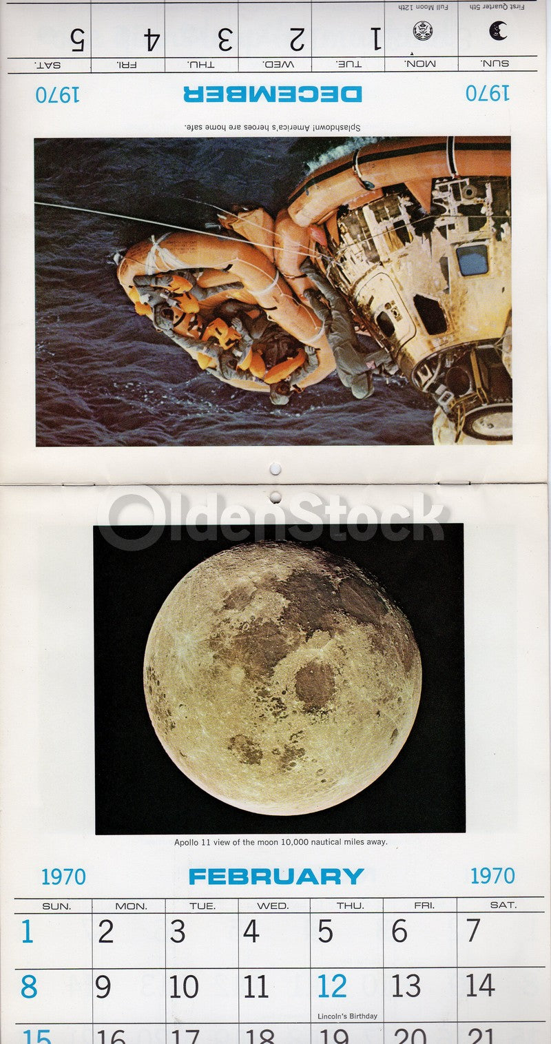 Apollo 11 NASA Space Exploration Vintage 1970 Astronauts Commemoration Calendar