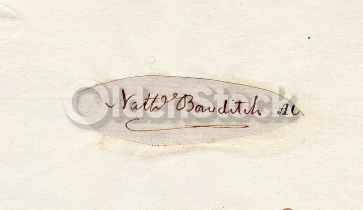Nathaniel Bowditch Maritime Navigation Inventor Original Autograph Signature
