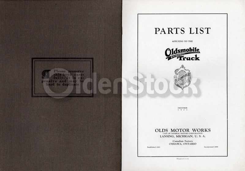 Oldsmobile Trucks Lansing Michigan Antique Automobile Parts List Catalog 1921