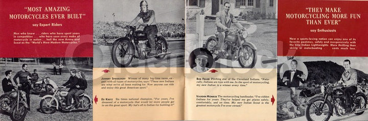 Indian Arrow and Scout Motorcycles Vintage Graphic Advertising Brochure 1949