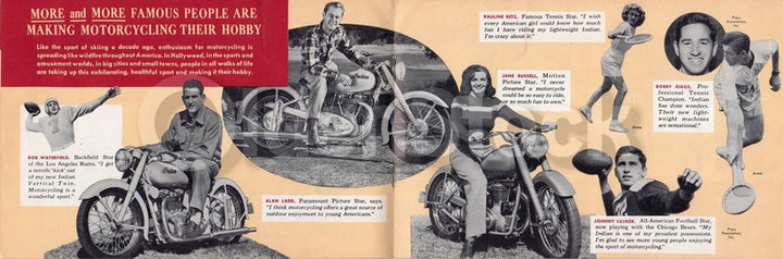 Indian Arrow and Scout Motorcycles Vintage Graphic Advertising Brochure 1949