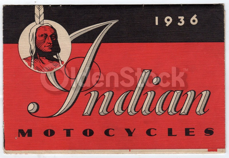 Indian Motorcycles Indian 4 and Scout Antique Graphic Advertising Brochure 1936