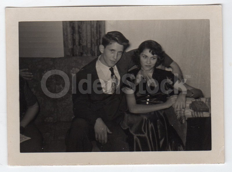 Young Stud and His Sassy Date Vintage 1950s Fun Date Night Snapshot Photo