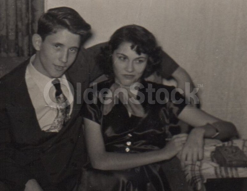 Young Stud and His Sassy Date Vintage 1950s Fun Date Night Snapshot Photo