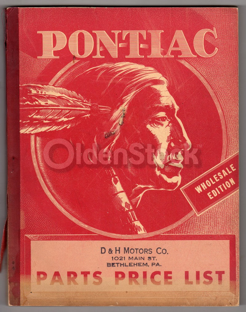 Pontiac Motors Antique Wholesale Automobile Parts Price List Catalog 1938