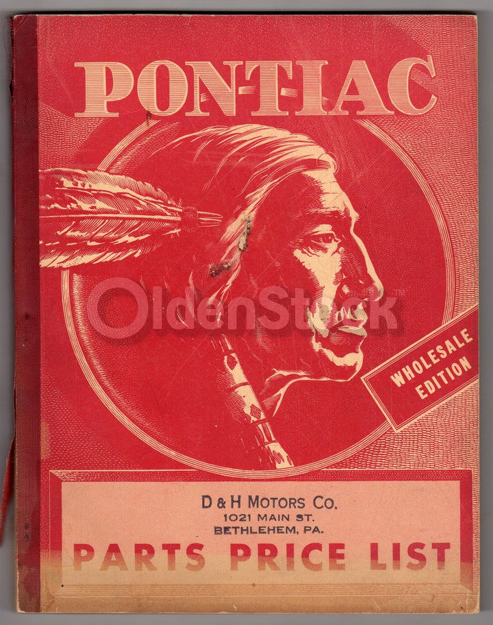 Pontiac Motors Antique Wholesale Automobile Parts Price List Catalog 1938