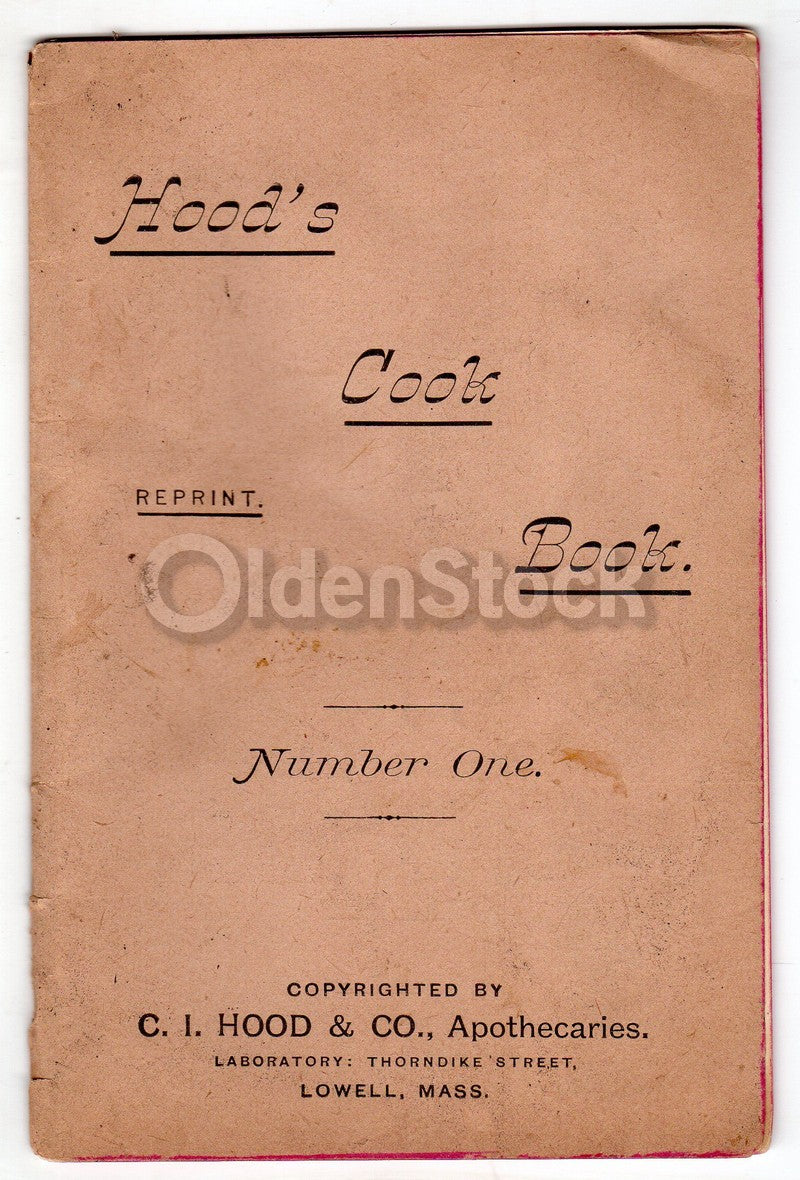 Hood's Sarsaparilla Apothecary Medicines Lowell MA Vintage Reprint Cookbook