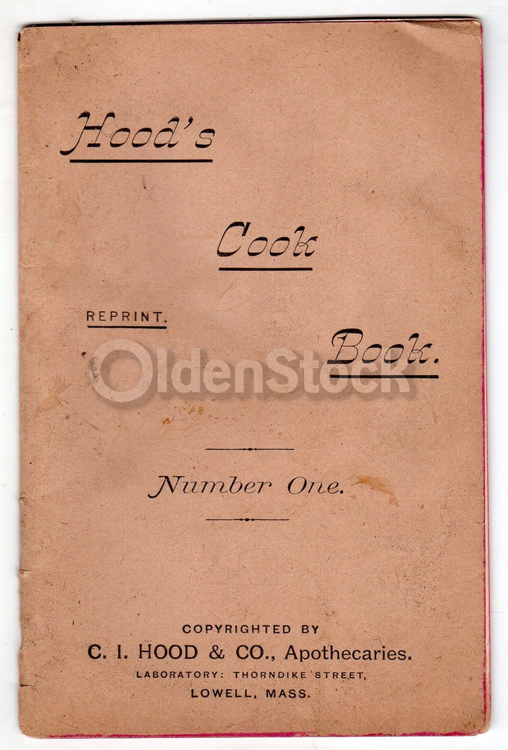 Hood's Sarsaparilla Apothecary Medicines Lowell MA Vintage Reprint Cookbook