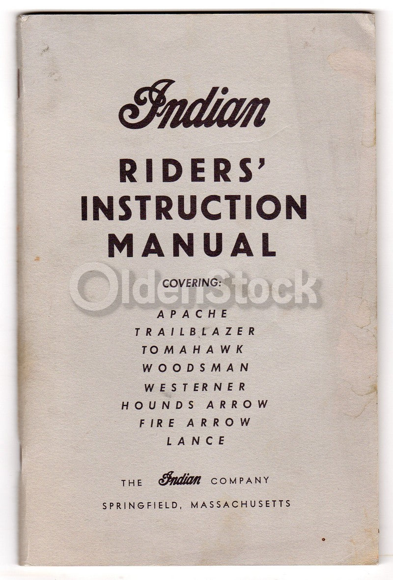 Indian Motorcycles Vintage Bike Riders' Instruction Manual 1950s