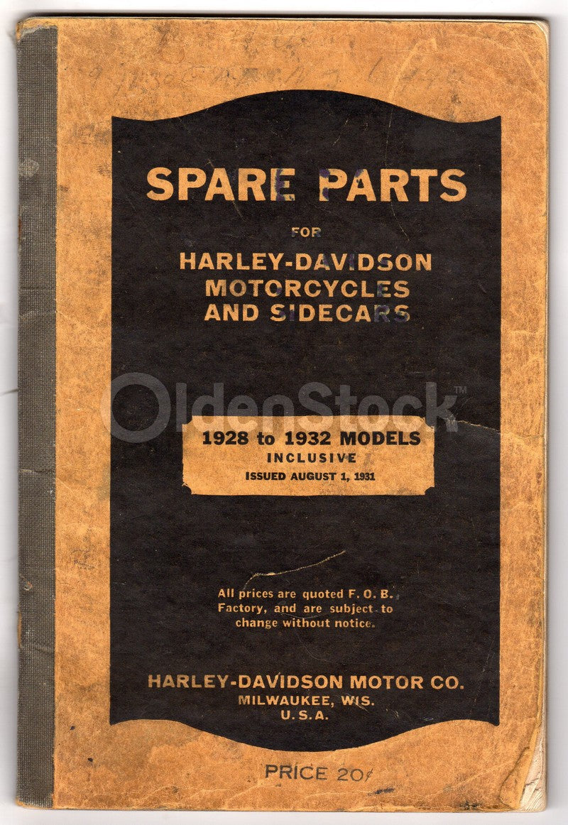 Harley Davidson Motorcycles & Sidecars Antique Spare Parts Catalog 1930s