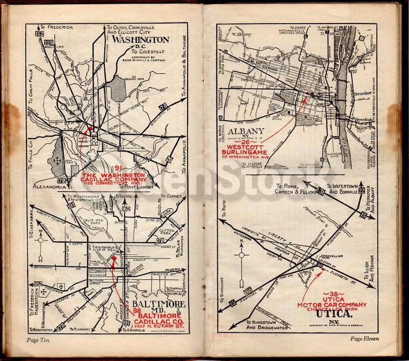 Rand McNally Cadillac Tours Antique Travel Road Maps Owner's Road Guide