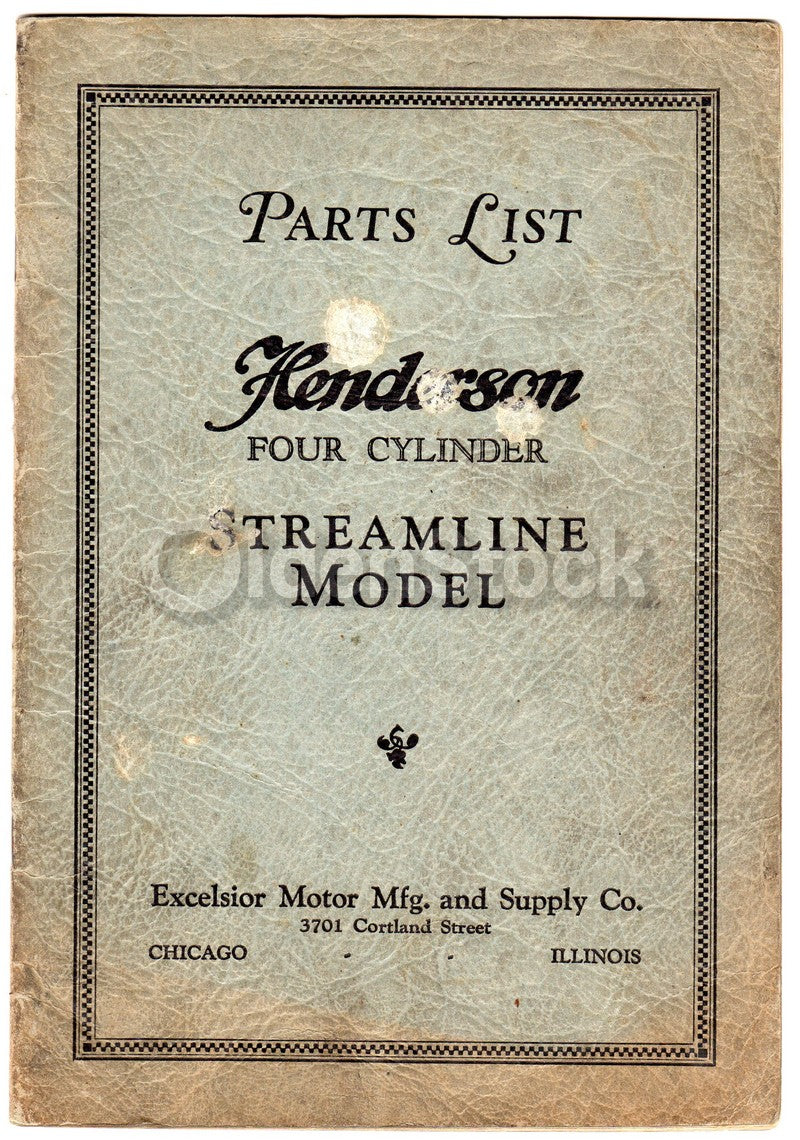 Henderson Motorcycles Chicago Illinois Antique Streamline Bike Parts List 1920s