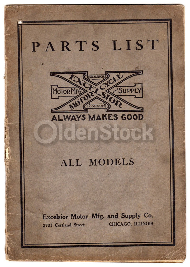 Excelsior Motorcycles Chicago Illinois Antique Bike Parts List Catalog 1924