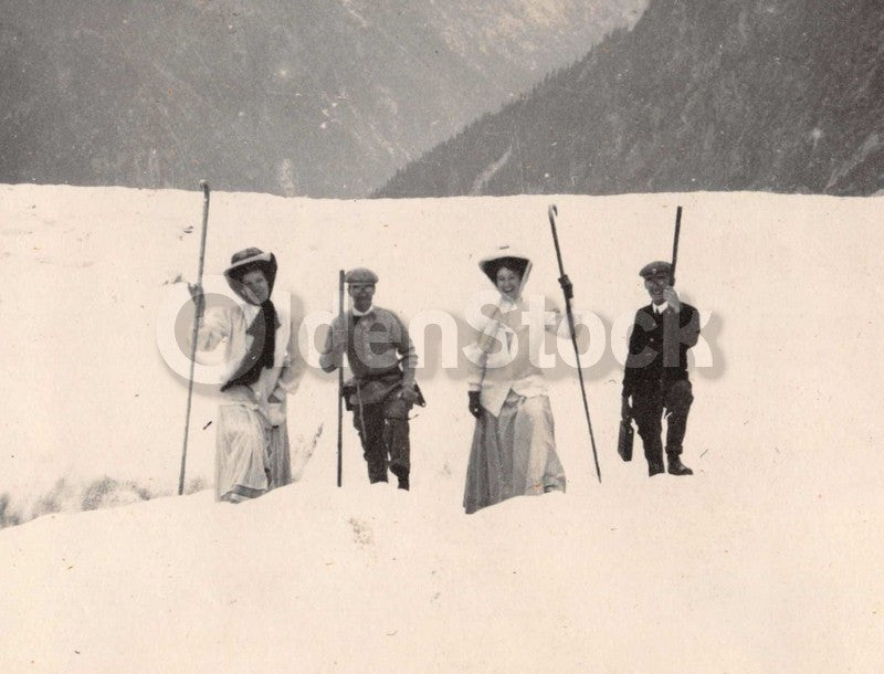 Intrepid Explorers in the French Alps Charming Vacation Antique Snapshot Photos