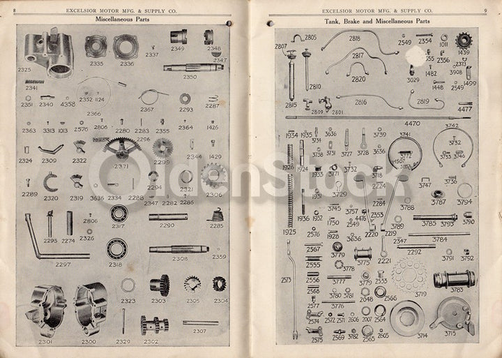 Excelsior Motorcycles Chicago Illinois Antique Bike Parts List Catalog 1924