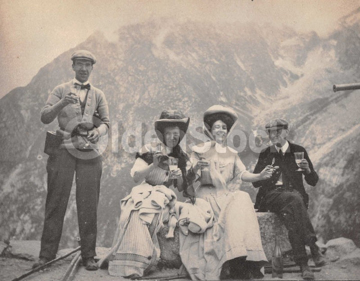 Intrepid Explorers in the French Alps Charming Vacation Antique Snapshot Photos
