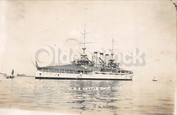 USS Ohio Great White Fleet Navy Battleship Philippine Commission Antique Photo