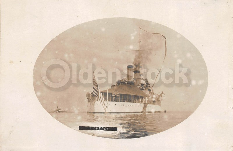 USS Oregon Spanish American War Navy Battleship in Philippines Antique Photo