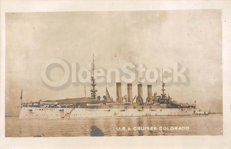 USS Colorado Asiatic Fleet Navy Armored Cruiser Ship in Philippines Antique Photo