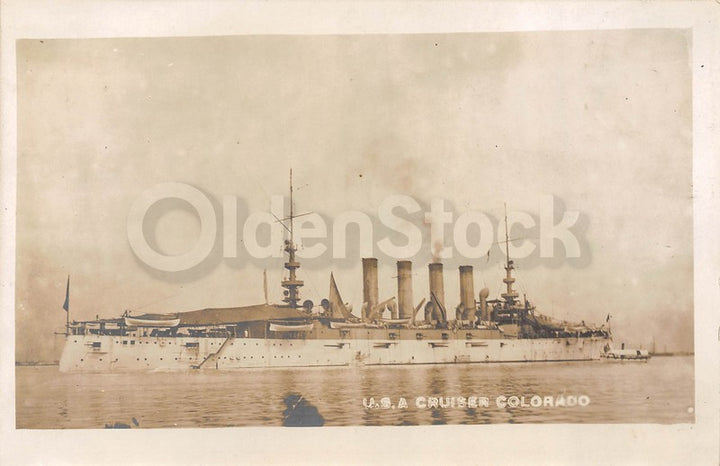 USS Colorado Asiatic Fleet Navy Armored Cruiser Ship in Philippines Antique Photo
