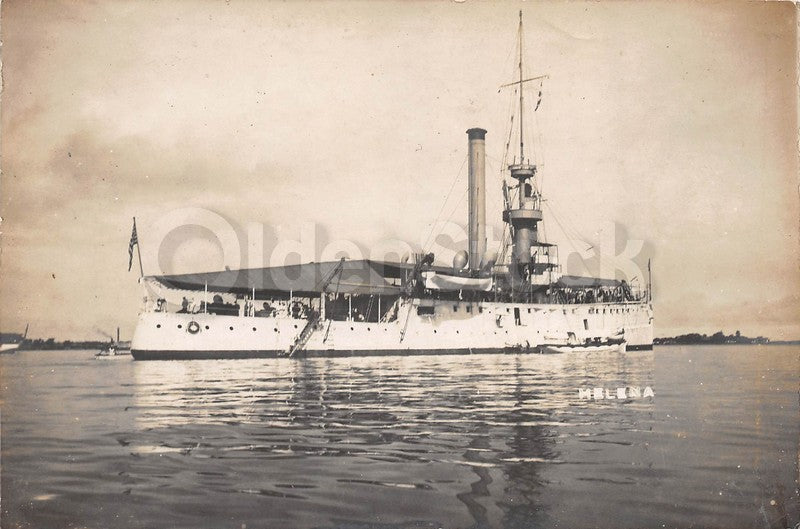 USS Helena Spanish American War Navy Gunboat Ship in Philippines Antique Photo
