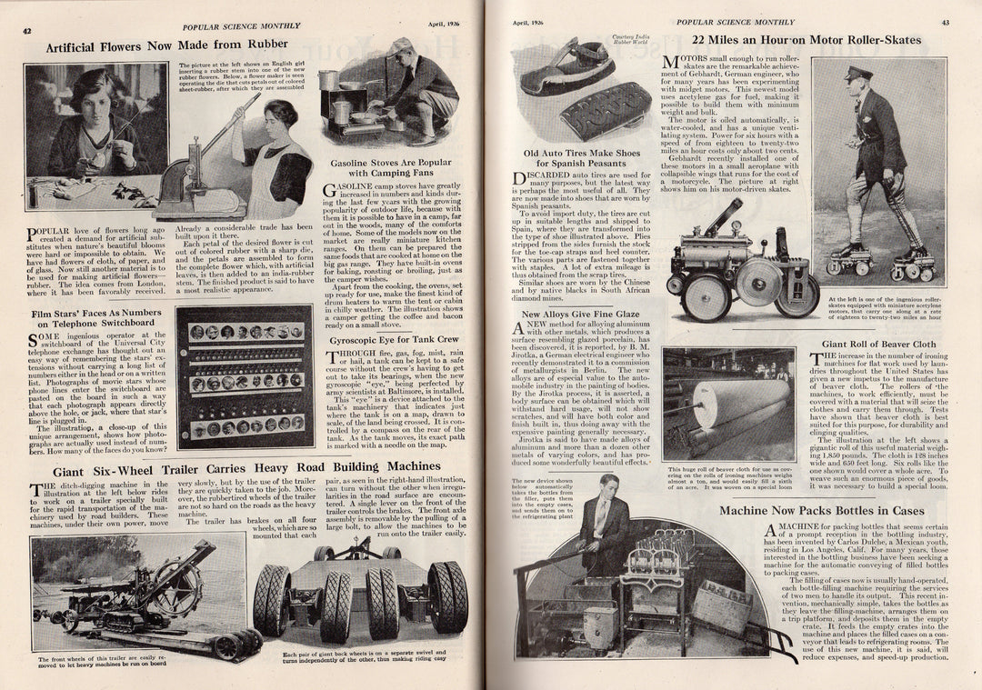 Bicycles Designs & Motor Skates Antique Graphic Art Popular Science Magazine 1926