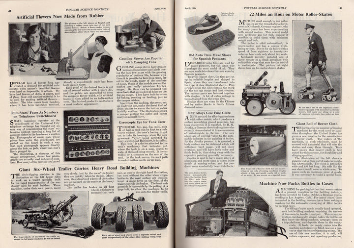 Bicycles Designs & Motor Skates Antique Graphic Art Popular Science Magazine 1926