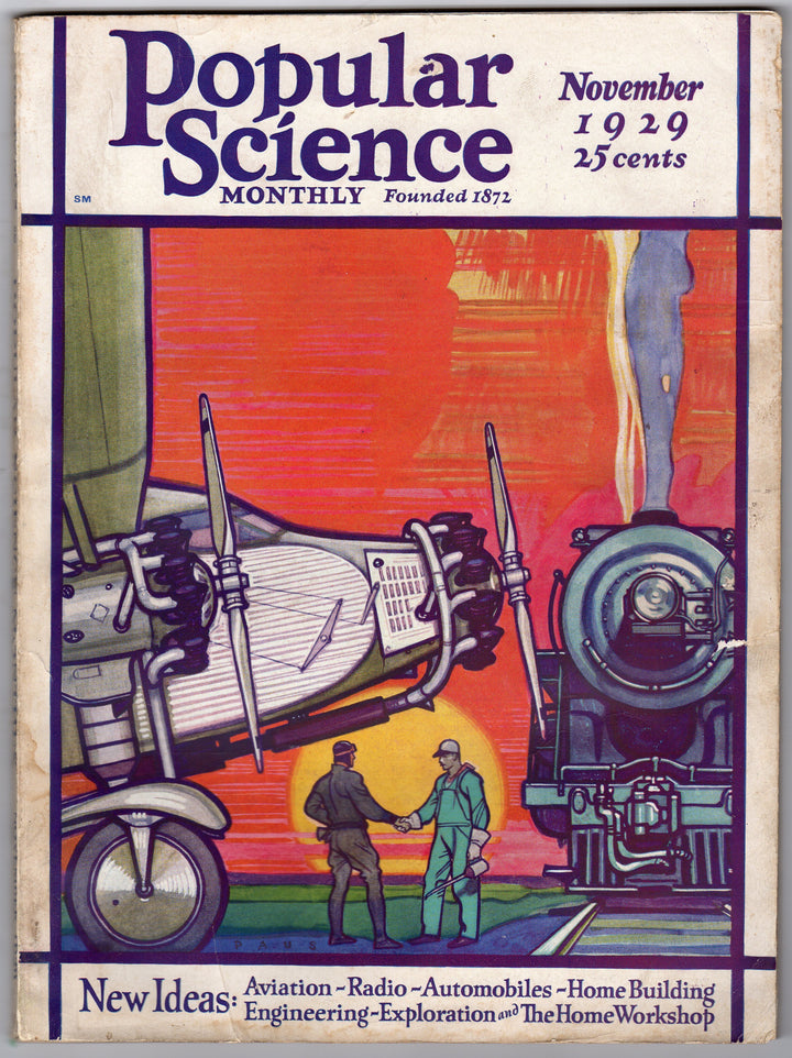 American Experimental Aircraft Antique Graphic Art Popular Science Magazine 1929