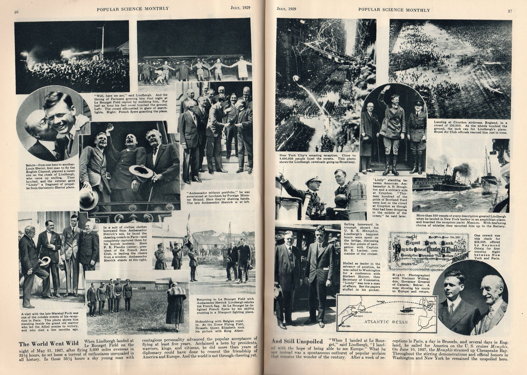 Charles Lindbergh American Aviation Graphic Illustrated Popular Science Magazine 1929