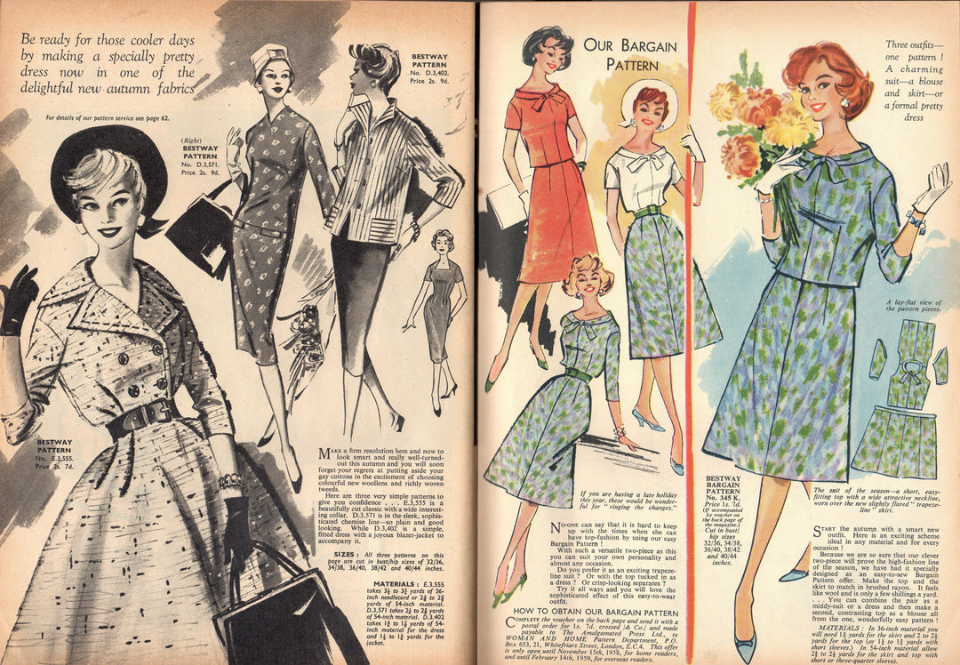 Woman & Home Vintage 1950s Ladies Fashions Magazine Sept 1958