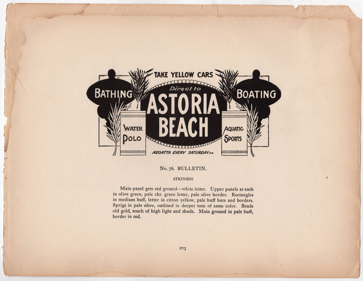 Astoria Beach New York Aquatic Sports Antique Art Deco Signage Print