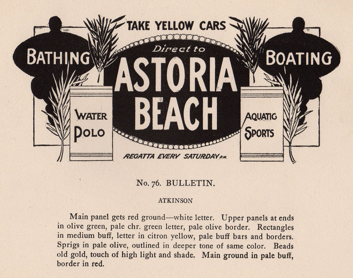 Astoria Beach New York Aquatic Sports Antique Art Deco Signage Print