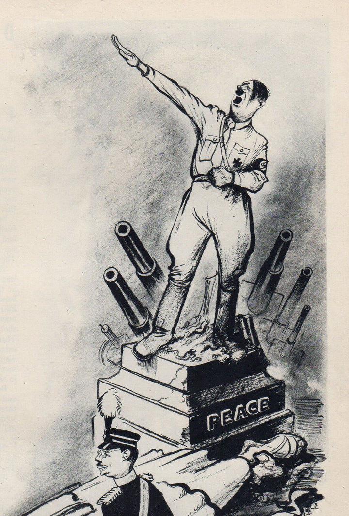 Adolf Hitler Axis of Evil Vintage WWII Propaganda Political Cartoon Magazine Print