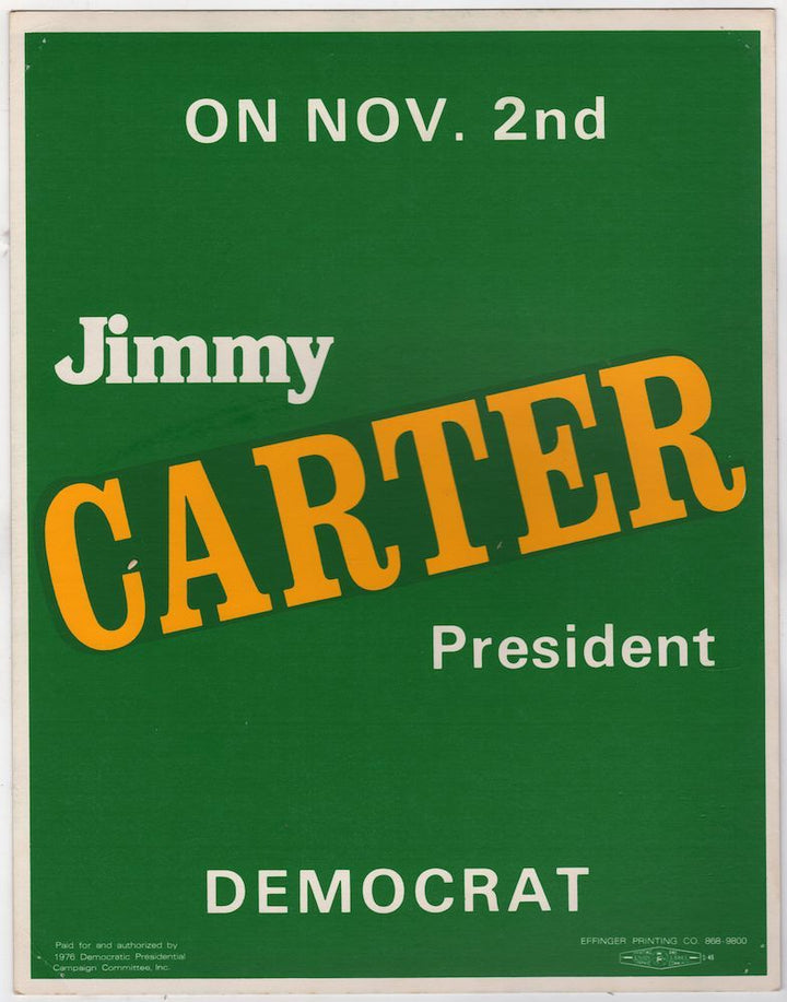 Jimmy Carter for President Vintage Presidential Campaign Poster Sign 1976