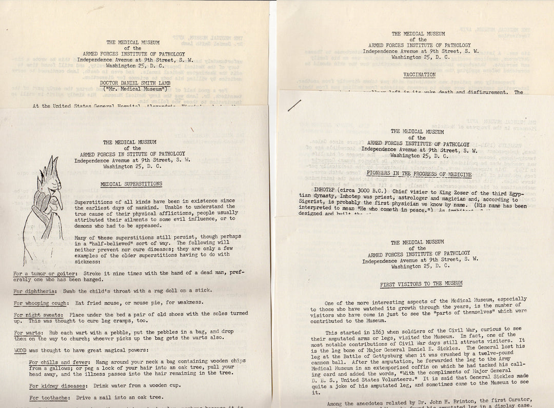 Armed Forces Medical Museum Institute of Pathology Vintage Memo Papers 1959
