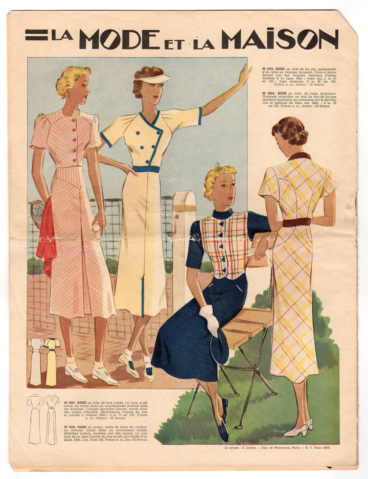 Women's Golf Graphic Art Advertising Antique French Fashion Magazine 1937
