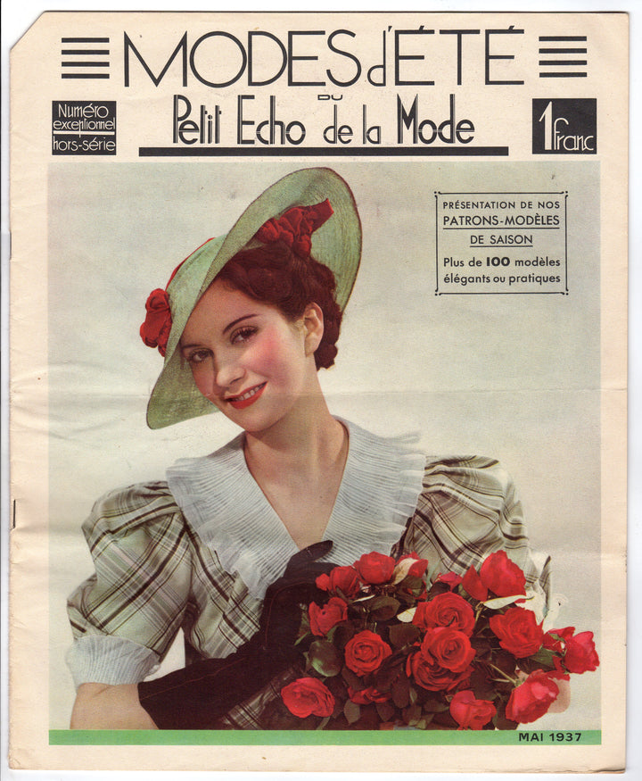 French Women's Fashion Magazine Antique Art Deco Clothing Designs 1937