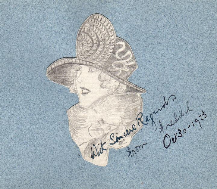 Flapper Lady Actresses Original Antique Signed Pencil Sketch Drawings Lot 1924