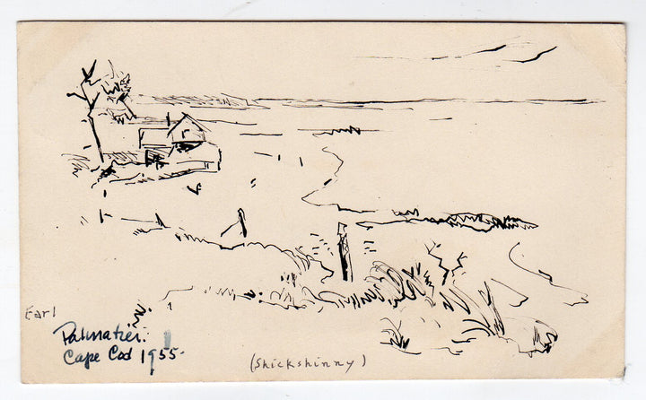Earl Palmatier Original Cape Cod Massachusetts Ink Sketch Drawing 1955