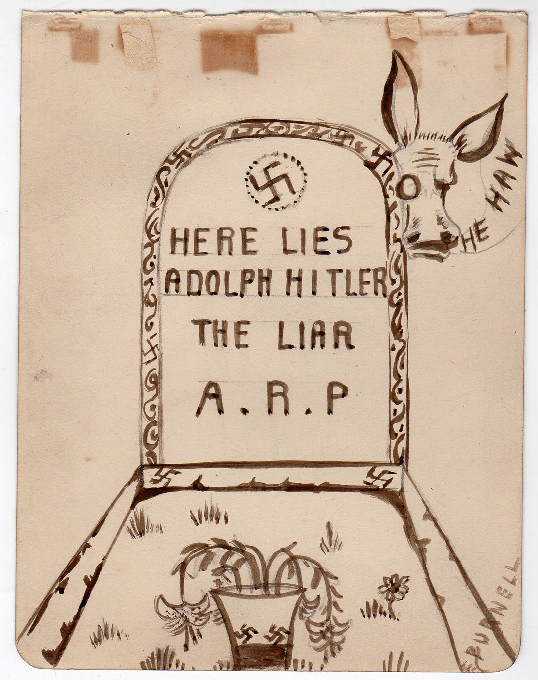 WWII Anti-Nazi Here Lies Adolf Hitler Song Original Music and Political Cartoon