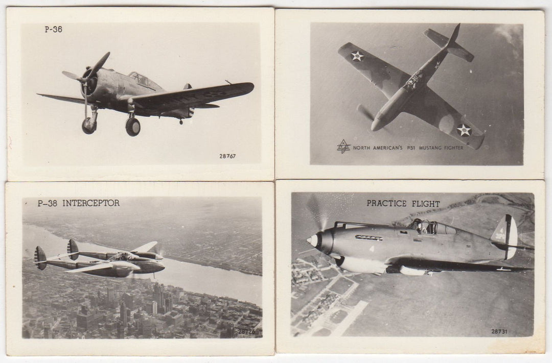 P51 Mustang P38 P36 Fighter Planes Vintage WWII Spotters Mini Photo Cards