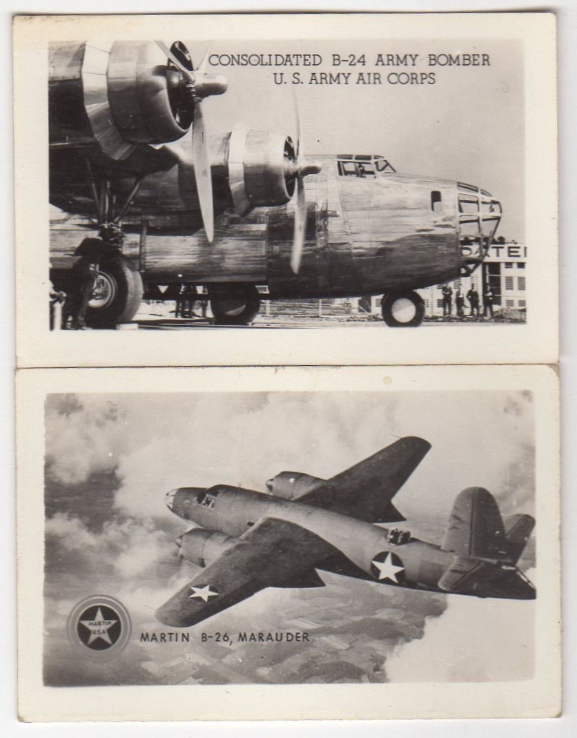 Martin B26 Consolidated B24 Bomber Planes Vintage WWII Spotters Mini Photos