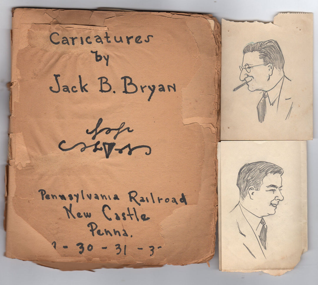 New Castle Pennsylvania Railroad Vintage 1930s Caricatures Jack Bryan Artist Sketch Book