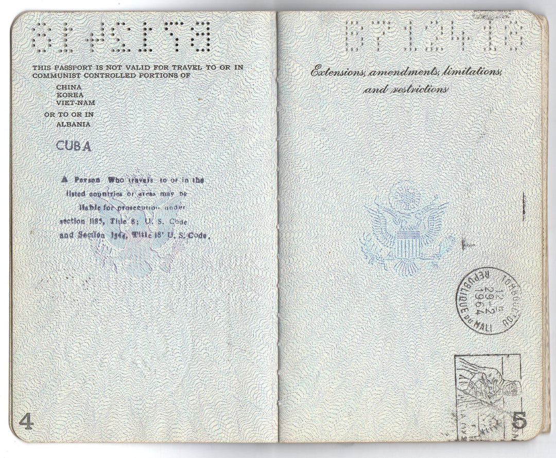 American Banker Vintage Cancelled Passport to Liberia Nigeria Mali Monrovia & more