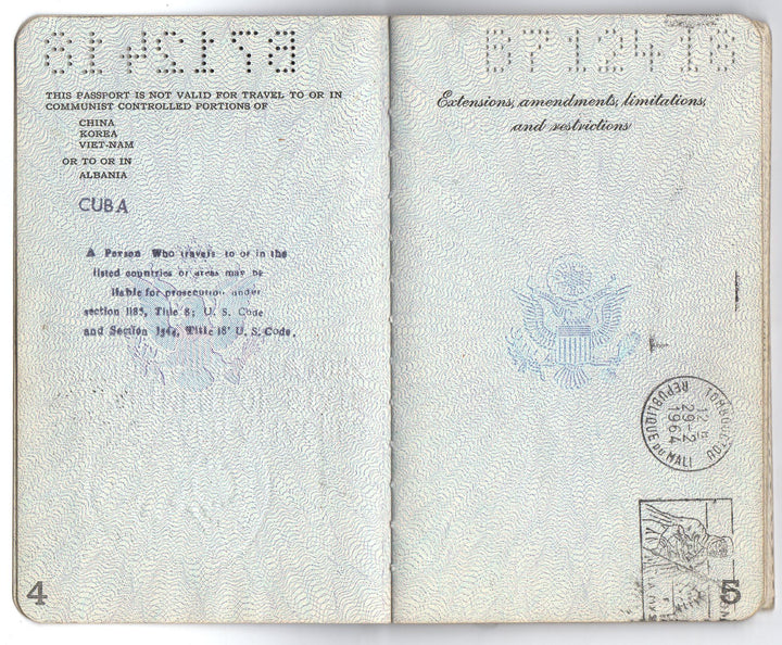 American Banker Vintage Cancelled Passport to Liberia Nigeria Mali Monrovia & more