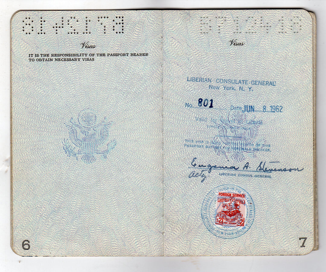 American Banker Vintage Cancelled Passport to Liberia Nigeria Mali Monrovia & more