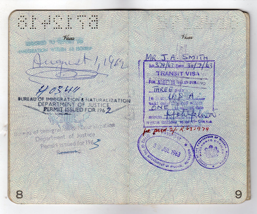 American Banker Vintage Cancelled Passport to Liberia Nigeria Mali Monrovia & more