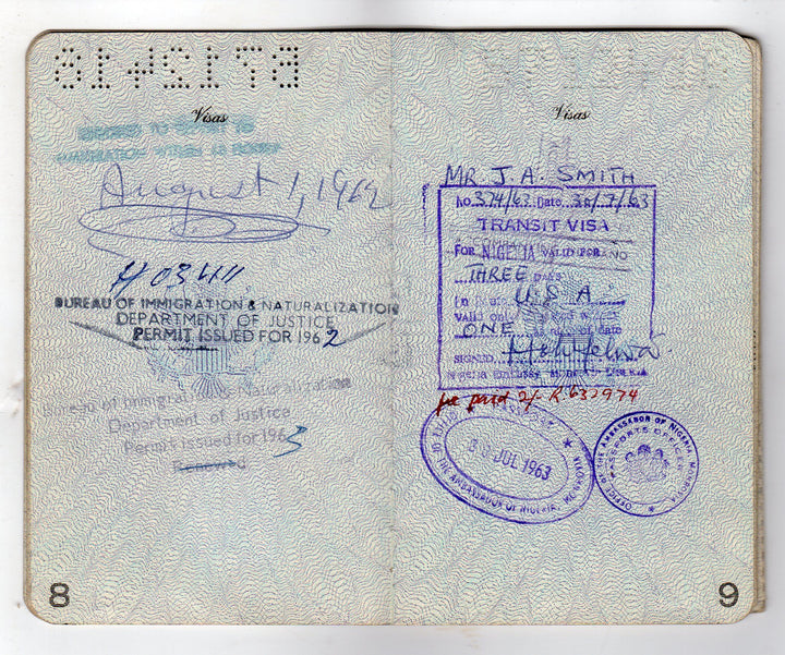 American Banker Vintage Cancelled Passport to Liberia Nigeria Mali Monrovia & more